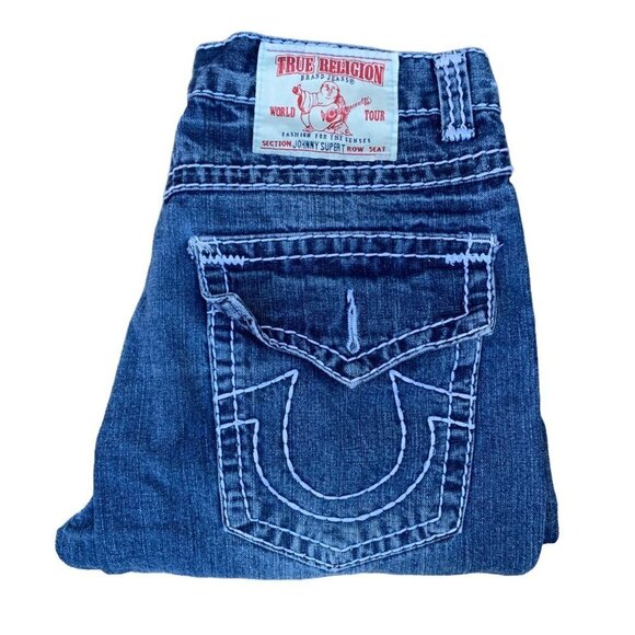 VINTAGE True Religion Jeans Size 34 JOHNNY SUPER T Blue - Picture 1 of 7